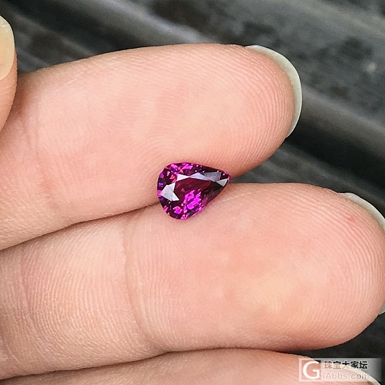 1.05ct 坦桑尼亚 纯紫 紫色 紫牙乌 水滴 石榴石 戒指 镶嵌定制_石榴石刻面宝石