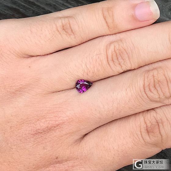 1.05ct 坦桑尼亚 纯紫 紫色 紫牙乌 水滴 石榴石 戒指 镶嵌定制_石榴石刻面宝石