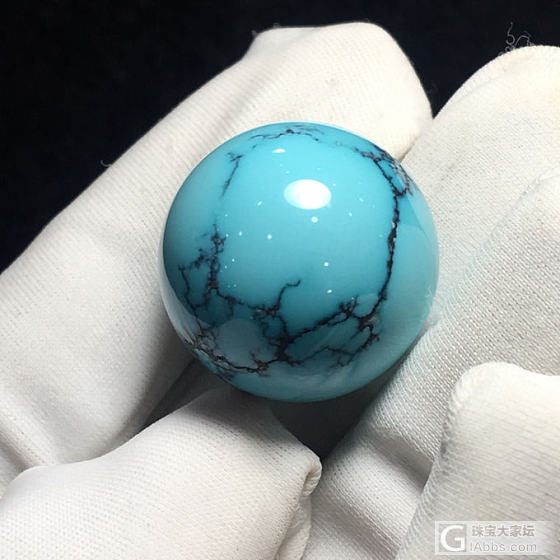 溢水洞子沟高瓷蓝水草纹大圆珠，干拍无水，19.3mm，10.6g，价格合适[色]_松石