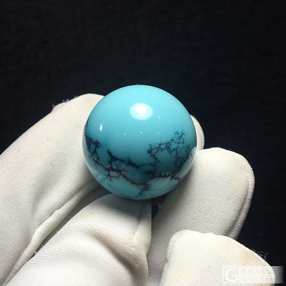 溢水洞子沟高瓷蓝水草纹大圆珠，干拍无水，19.3mm，10.6g，价格合适[色]_松石