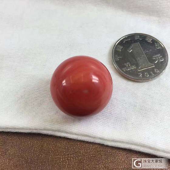 momo圆珠 直径23mm 一号色上 大珠子好颜色,非常难得。还没打孔_配件珊瑚