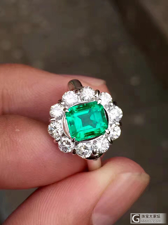 1.37ct，哥伦比亚祖母绿，vivid green 极微油，欢迎询价！_戒指祖母绿