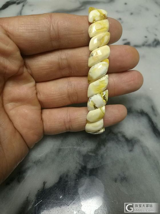 金绞白琥珀蜜蜡手链❤_手排蜜蜡