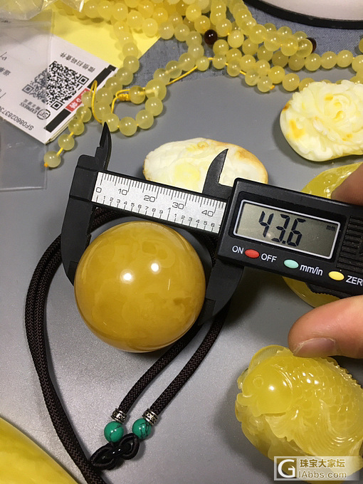 46.6克老蜜大珠子，全品无杂裂，43mm，看上联系我_琥珀蜜蜡