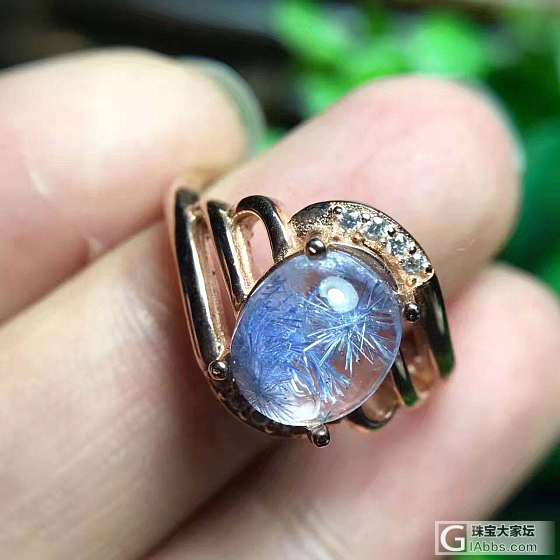 蓝发晶真的很美很美_戒指发晶
