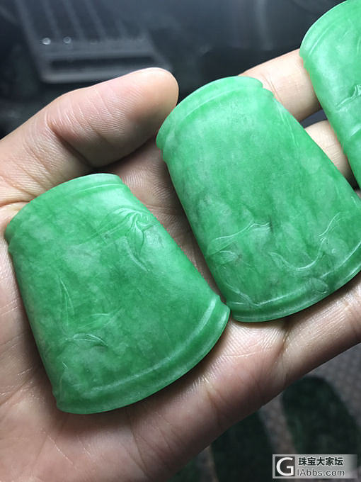翡翠吊坠毛货满绿厚装大件竹节_挂件翡翠