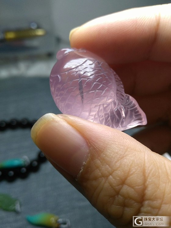肥美粉晶小鱼_挂件粉晶