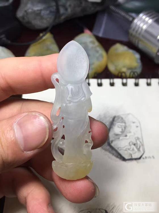 俏冰黄立体观音制作过程_设计翡翠
