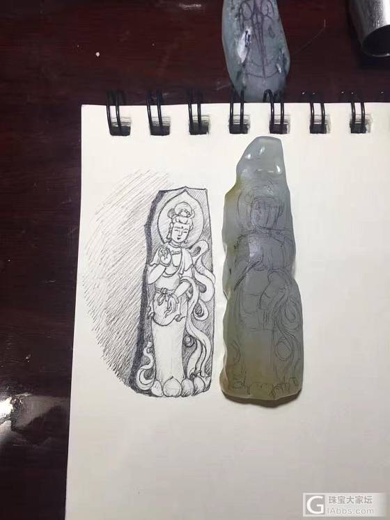 俏冰黄立体观音制作过程_设计翡翠