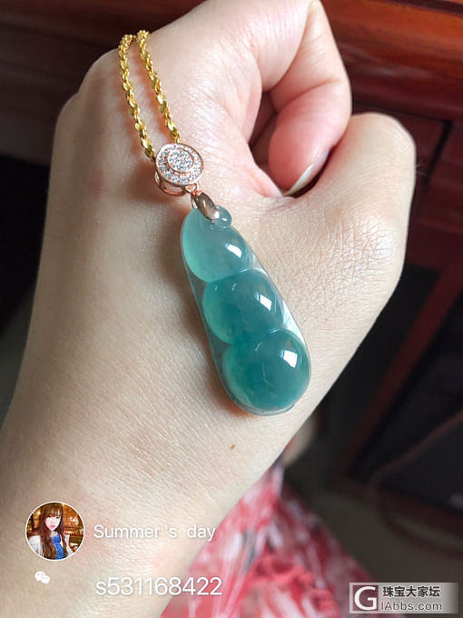 翡翠 豆子 蓝水飘蓝花 很有特色_吊坠翡翠
