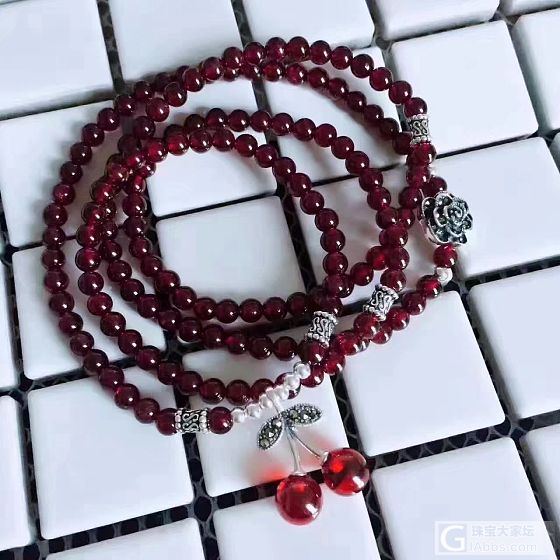 石榴石四圈手链  酒红色_珠串石榴石