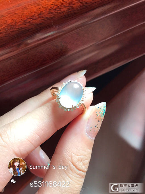 出两个蓝水蛋面戒指  有没有人喜欢天空蓝？_翡翠戒指