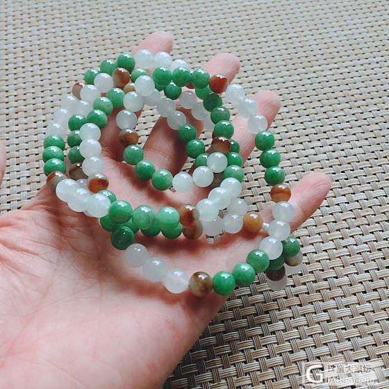 三彩翡翠圆珠项链108_珠串翡翠