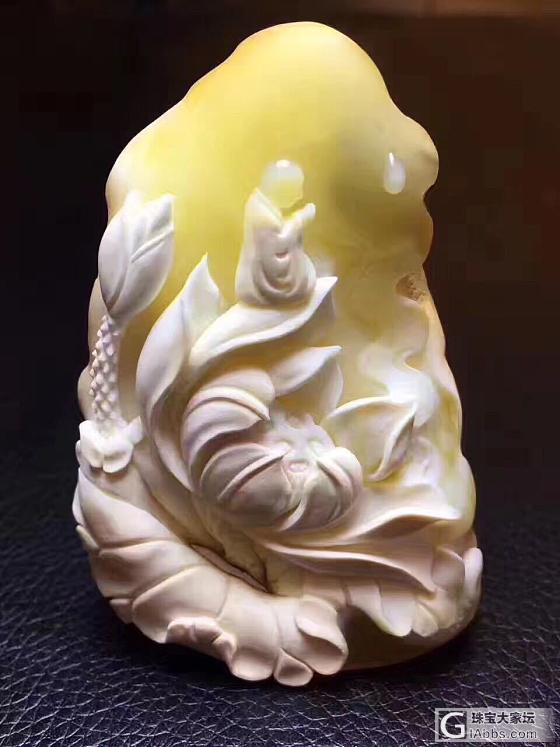 45.45克 纯天然蜜蜡白蜜俏色雕件，花开见佛一愿生西方净土中，九品莲花为父母，..._琥珀蜜蜡