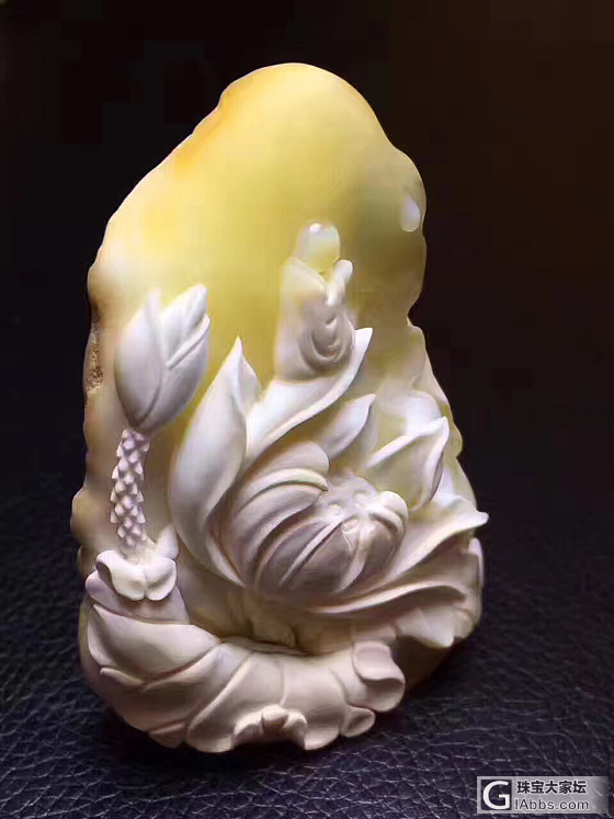 45.45克 纯天然蜜蜡白蜜俏色雕件，花开见佛一愿生西方净土中，九品莲花为父母，..._琥珀蜜蜡