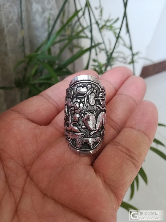 古董首饰～～～耄耋猫蝶盖戒_古董首饰
