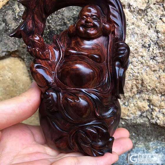 海黄油梨虎皮纹手持芭蕉扇弥勒佛摆件   工艺品_摆件海南黄花梨