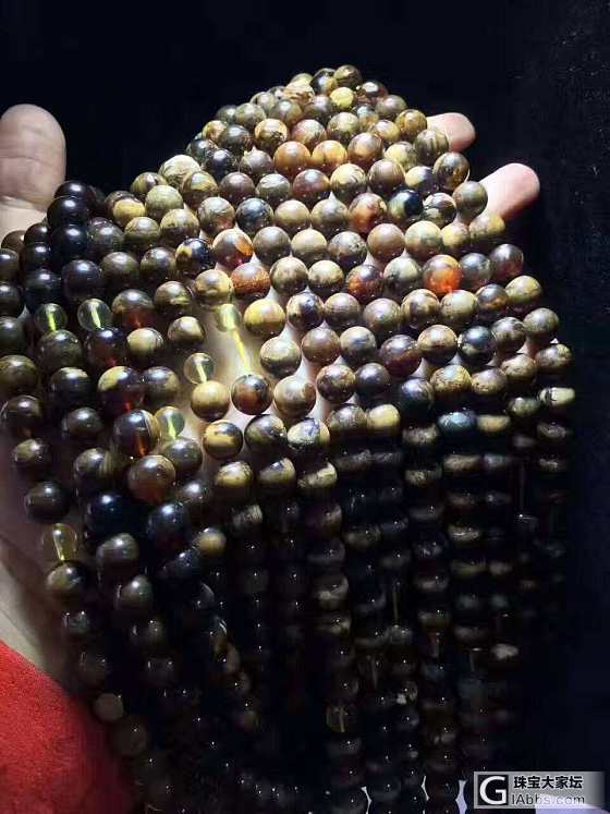8条根珀108珠链，裸珠磨的纯国工正圆品质完美孔道一条直线_珠串琥珀
