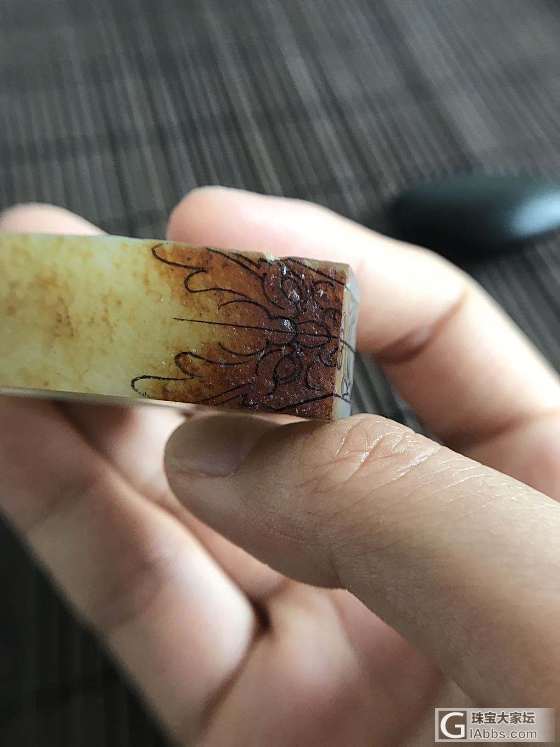 籽料扳指，双面雕刻，画稿初成_设计和田玉