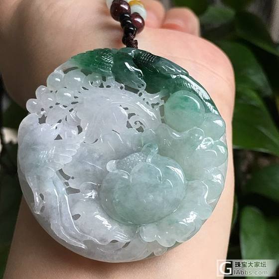 翠领珠宝天然缅甸翡翠a货牡丹花开吊坠花开富贵挂件镂空雕_挂件翡翠