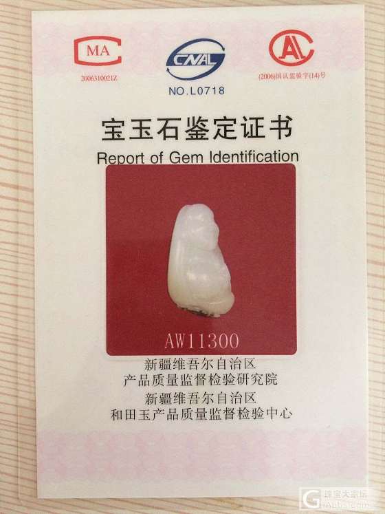 这个鉴定证书上就笼统的写了和田玉（白玉）手镯，也没写是什么料_手镯和田玉