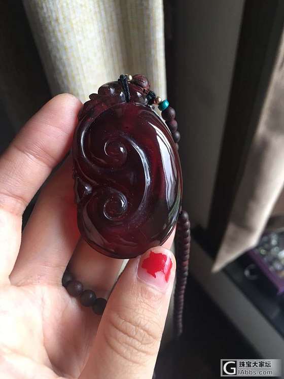 缅甸血珀大如意～入金坑～出旧爱物～_挂件血珀