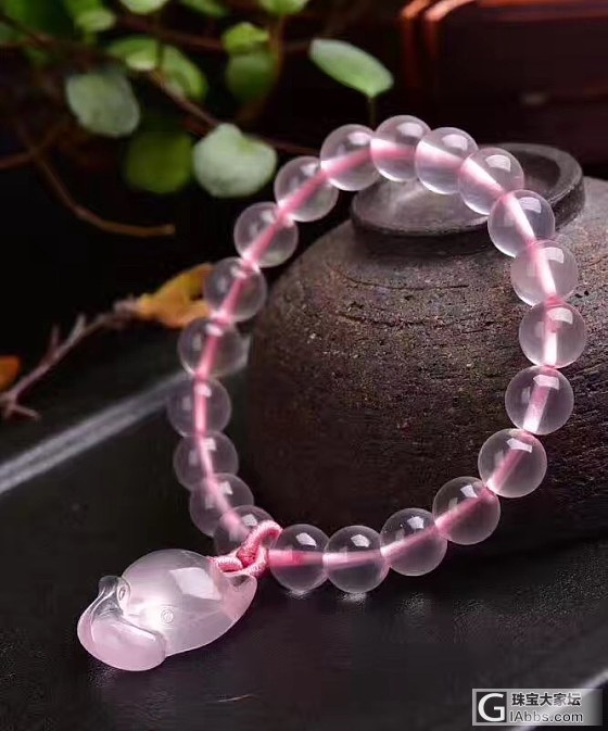 特价粉晶狐狸手链_珠串粉晶