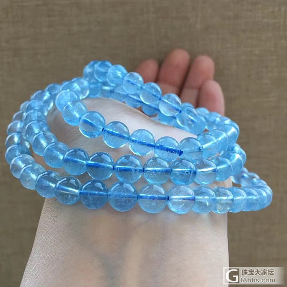 海蓝宝佛珠108颗_海蓝宝珠串