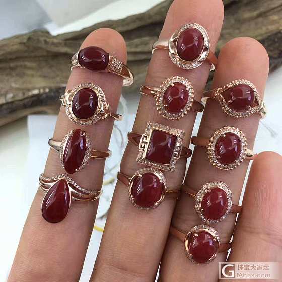 【阿卡】精品女戒💍，全部18K金钻💍💍💍💍💍_戒指珊瑚
