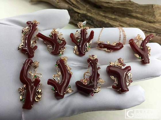 【阿卡】珊瑚圆原枝吊坠✨新品上架💖，全部18K金钻石镶嵌_吊坠珊瑚