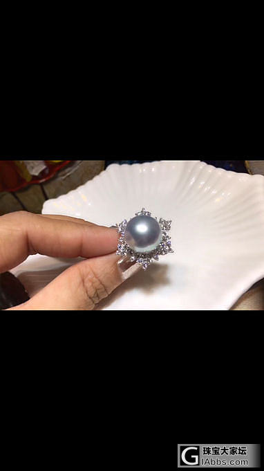 现货～～变态强光银晕彩 南洋白13mm 经典雪花款_戒指海水珍珠