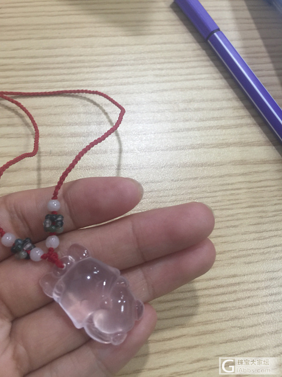 转开脸极美的观音吊坠，粉晶招桃花小狐狸_吊坠水晶
