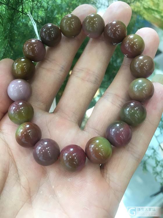 盐源玛瑙粉紫色单圈手链_珠串玛瑙