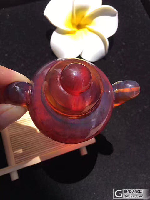 收藏级精品棕红紫罗兰茶壶，颜色太美啦，市场上大紫大红的棕红紫罗兰料不多了，可以用..._把玩件琥珀