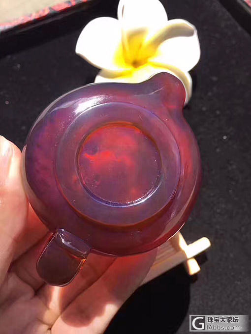 收藏级精品棕红紫罗兰茶壶，颜色太美啦，市场上大紫大红的棕红紫罗兰料不多了，可以用..._把玩件琥珀