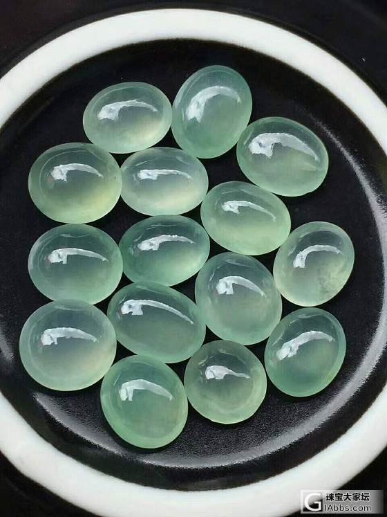 一組翡翠冰底戒面_蛋面翡翠