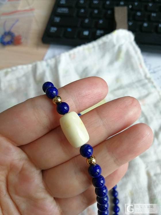 重新整理，青金白蜡粉蛋白南红，刀刀刀_蜜蜡南红珠串青金石