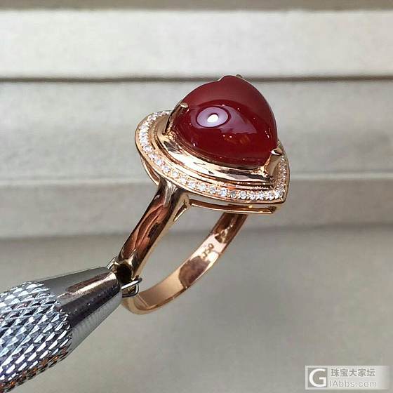 阿卡珊瑚戒指💍18k金镶嵌，品相完美_戒指镶嵌珊瑚