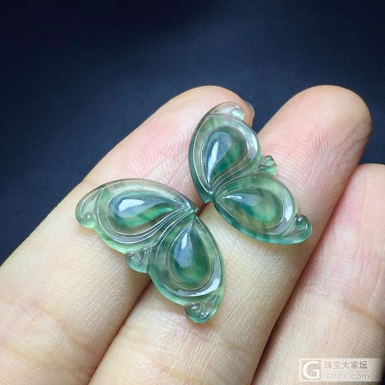 A货翡翠蓝水绿蝴蝶_戒面翡翠