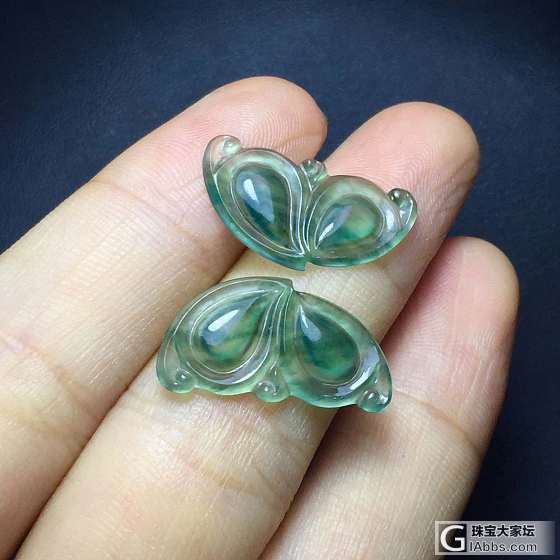 A货翡翠蓝水绿蝴蝶_戒面翡翠