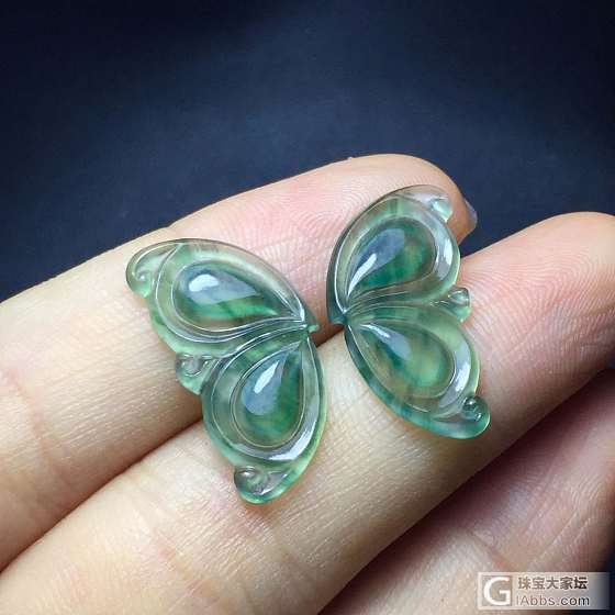 A货翡翠蓝水绿蝴蝶_戒面翡翠
