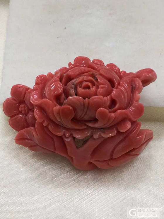 莫莫雕刻牡丹花，喜欢加我_摆件把玩件珊瑚