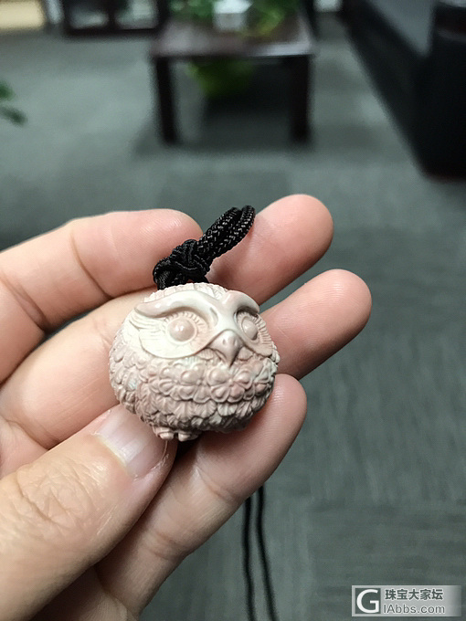 萌萌哒猫头鹰宝宝，阿拉善彩玉_挂件戈壁玛瑙