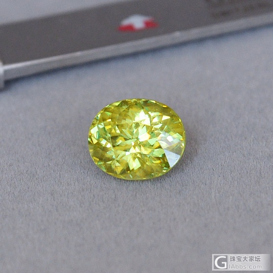 4.15ct 非洲 金绿色 璀璨 七彩 高色散 椭圆 天然 榍石 Sphene_刻面宝石榍石