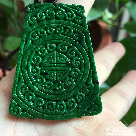 翠领珠宝天然缅甸翡翠a货复古福寿牌吊坠阳绿满绿怀古仿古_挂件牌子翡翠