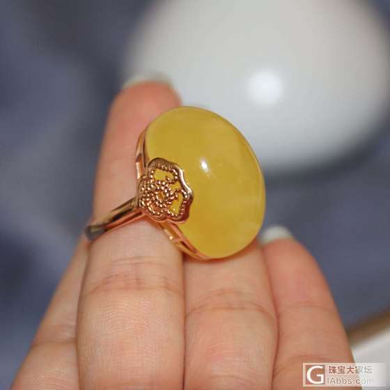 蜜蜡戒指18k饱满无暇_戒指蜜蜡
