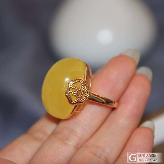 蜜蜡戒指18k饱满无暇_戒指蜜蜡