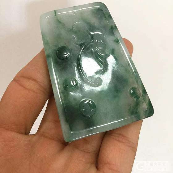 翡翠飘花细腻龙牌_牌子翡翠