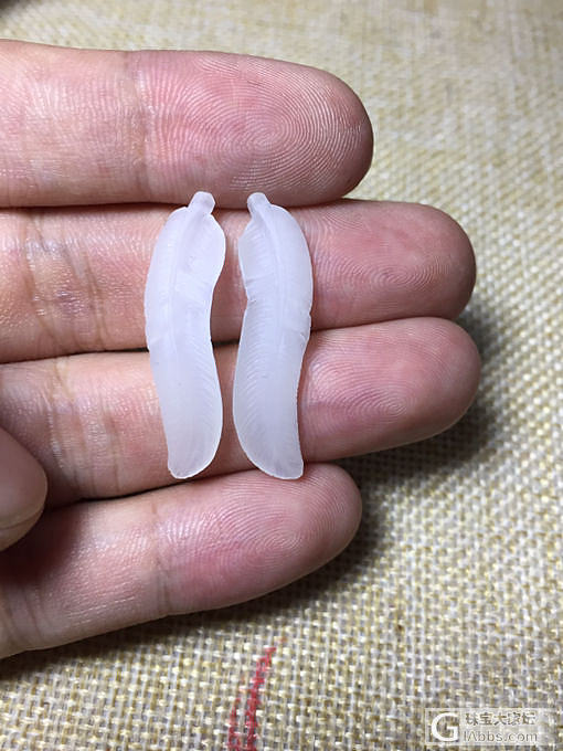 一对精美的小羽毛_配品和田玉