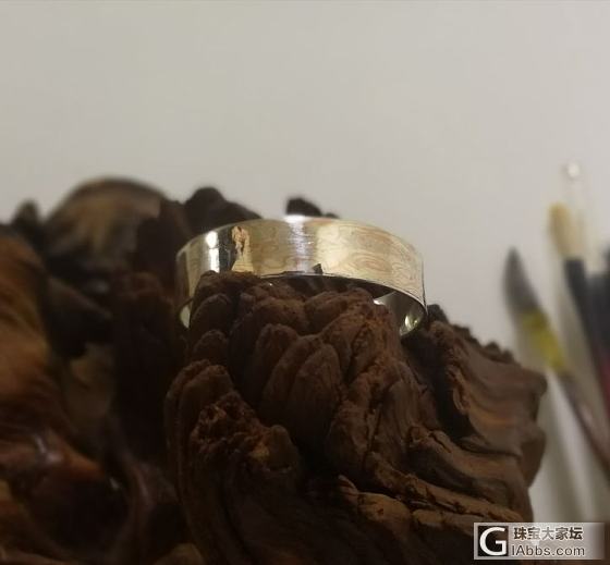 王朝手作手工木纹金满瘤疤银手镯_银金工